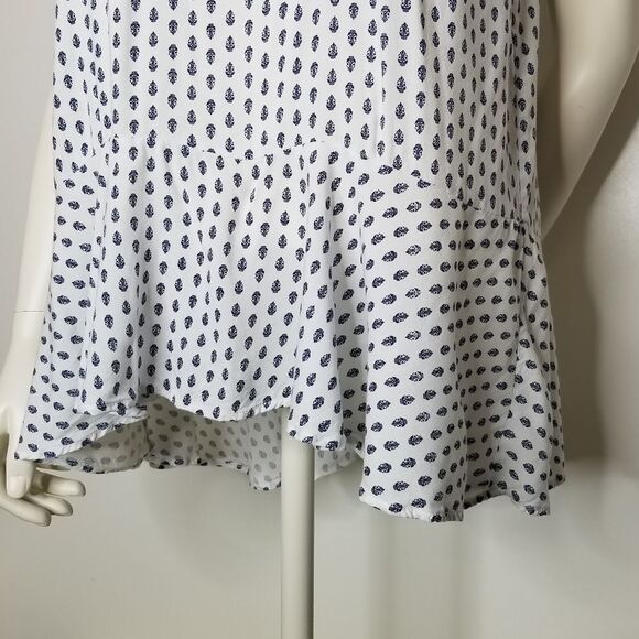 Libby Edelman Womens Sleeveless White Navy Top‎ Size L - Picture 6 of 12